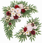 Faux Flower Swag Set of 2 for Wedding Welcome Signs Floral Swag Wedding Reception Ceremony Signs Decor (A-Burgundy Pink) by Piklado