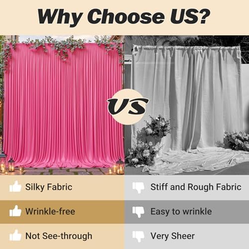 16ftx10ft Wrinkle Free Hot Pink Backdrop Curtain - 10 Feet Photography Backdrop Drapes, Silky Polyester Back Drop Cloth for Wedding Baby Shower Balloon Arch Background - Image 7