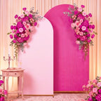 2 Set Wedding Arch Cover Rose Red Pink Ripple & Solid Backdrop Cover by Tegeme