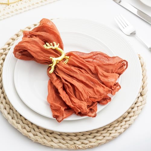 100 Pack Orange Cheesecloth Napkins 21x21 Inches Orange Cloth Napkins Set of 100 Washable Dinner Table Napkins for Wedding Bridal Baby Shower Rustic Boho Cotton Gauze Family Party Table Decor - Image 2