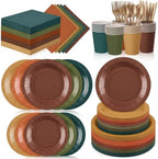 Mimorou 175 Pcs Fall Party Disposable Tableware Set Party Supplies by Mimorou