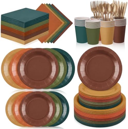 Mimorou 175 Pcs Fall Party Disposable Tableware Set Party Supplies by Mimorou