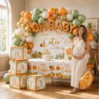 A Little Cutie Is on the Way Baby Shower Decorations,Fruit Orange Baby Shower Supplies Kit with Balloon Garland Arch, Backdrop, Little Cutie Baby Shower Decor Set for Citrus Gender Neutral Baby Shower - Image 6