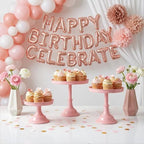 Pink 3Pcs Metal Round Cake Stand Set 8/10/12 Inch Dessert Display - Image 2