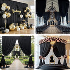 50x12 ft Black Backdrop Curtains for Weddings Party, Birthdays, Halloween - Image 5
