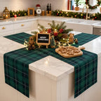 6 PCS 70.87 x 11.81nchs Tartan Plaid Bear Baby Shower Table Runner Green and Blue Tartan Plaid Table Runner for Baby Shower Theme Party Vintage Party Supply Dining Room Home Kitchen Decorations - Image 7