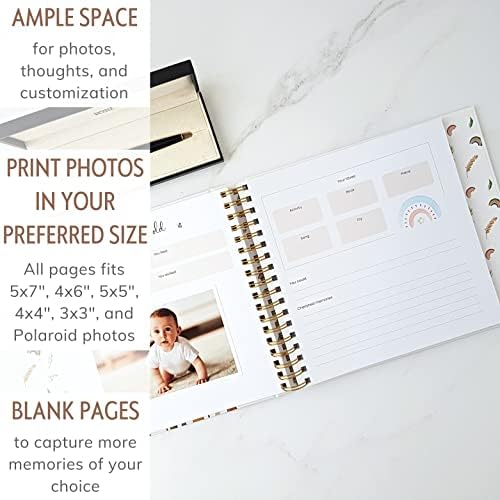 Baby Memory Book, First 5 Years, Boho Rainbow Baby Scrapbook and Keepsake - Image 6