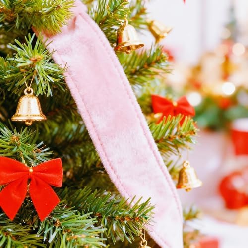 Meseey 4 Inch Wide Pink Velvet Wired Ribbon, 10 Yards Velvet Ribbon with Wire Edge for Christmas Tree, Wreaths, Gift Wrapping, Bows, Crafts, Wedding and Holiday Decorations - Image 5