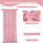 Blush Pink Sequin Backdrop 2 Pcs 5FTx10FT Glitter Party Backdrop Curtain Wedding Ceremony Birthday Backdrop Background Decoration - Image 3
