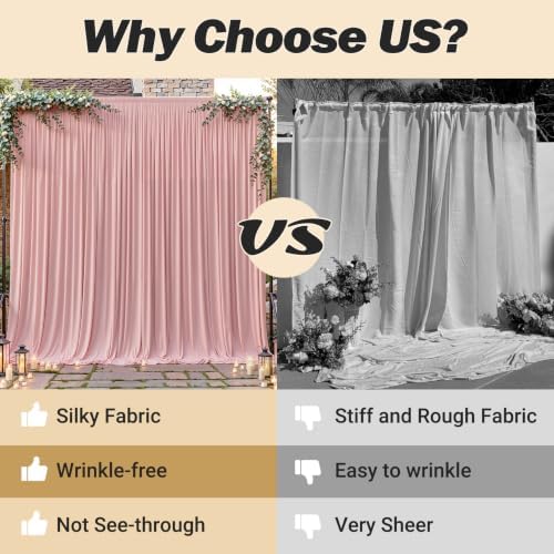 32ftx10ft Wrinkle Free Dusty Rose Backdrop Curtain - 10 Feet Photography Backdrop Drapes, Silky Polyester Back Drop Cloth for Wedding Baby Shower Balloon Arch Background - Image 6