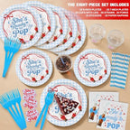 Shes Ready to Pop Baby Shower Plates, Blue Disposable Tableware Set for 25 - Image 4