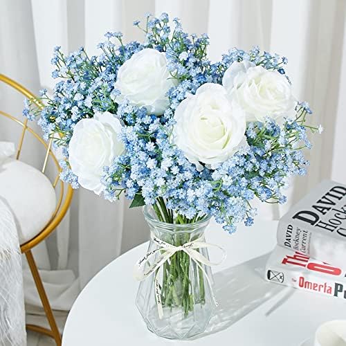 Babys Breath Artificial Flowers Bulk 30 Pcs Blue Gypsophila Faux Flowers - Image 2