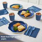 350Pcs Navy Blue Paper Plates and Napkins Party Supplies for 50 Guests - Image 2