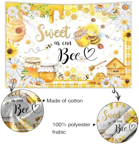 Mcosicka Sweet as Can Bee Honeycomb Bumble Bee Baby Shower Decorations Background Banner (10x8ft (120x96 inch)) - Image 5