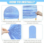 MODFUNS Sequin Arch Covers Baby Blue Arch Cover Set of 3 Wedding Arch Cover 6ft 6.6ft 7.2ft Glitter Spandex Arch Cover Balloon Arch Stand Cover Round Top Arch Backdrop Cover for Baby Bridal Shower - Image 6