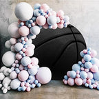 Renaiss 7x7ft Cool Black Basketball Round Backdrop Cover Basketball Match Sports Meeting Circle Photography Background Basketball Theme Baby Shower Birthday Fans Party Decor Arch Photo Booth Prop - Image 3