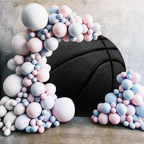 Renaiss 7.5x7.5ft Cool Black Basketball Round Backdrop Cover Basketball Match Sports Meeting Circle Photography Background Basketball Theme Baby Shower Birthday Fans Party Decor Arch Photo Booth Prop - Image 3
