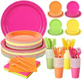 350 Pcs Neon Disposable Plates and Napkins Tableware Set for 50 Guests by COSINIA