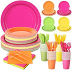 350 Pcs Neon Disposable Plates and Napkins Tableware Set for 50 Guests by COSINIA