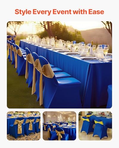 VEVOR Chair Covers, Polyester Spandex Chair Cover, Stretch Slipcovers for Wedding Party Dining Banquet Flat-Front Chair Covers (Royal Blue-c, 50PCS) - Image 2