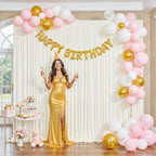 Ivory Backdrop Curtain for Wedding Parties Wrinkle Free Ivory Photo Curtains Backdrop Drapes Fabric Decoration for Baby Shower Photoshoot 5ft x 7ft,2 Panels - Image 2