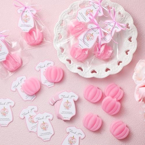 48 Sets Fall Pumpkin Baby Shower Soap Favors Bulk, Pink - Image 6