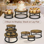 3 Pack Round Cake Stand Set, 8/10/12 Inch Rustic Cupcake Pedestal Stands - Image 5