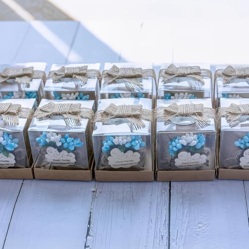 50 Piece Set Wooden Tealight Candle Holders, Baby Shower Party Favors, Party Favors for Guests, Return Gift for Guests,Fiesta Baby Shower Regalos para los invitados,Boy Baby Gender Reveal. (Blue) - Image 2