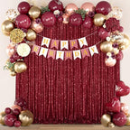 Burgundy Sequin Backdrop 2 Pcs 5FTx10FT Glitter Backdrop Curtains Birthday Party Decoration Photography Backgrounds Fabric Backdrop - Image 2
