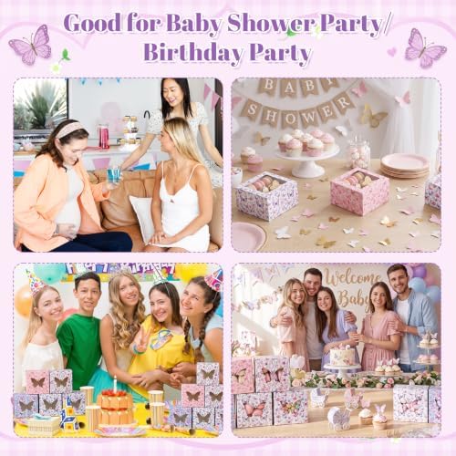 Cunhill Butterfly Party Favors Treat Boxes with Window, 4 x 4 x 2.5 Inches - Image 7