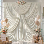 20ft x 10ft Beige Backdrop Curtains, 4 Panels Beige Drapes for Backdrop - Image 3