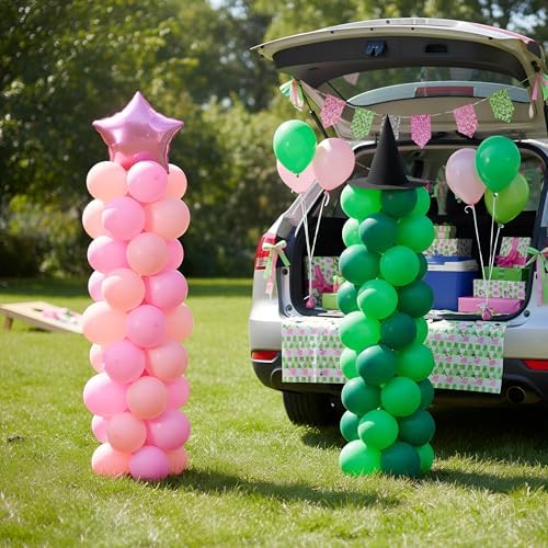 Lunmon Pink and Green Party Decorations Pink and Green Balloon Column Stand Kit, Star Witch Hat Balloon Set for Princess Witch Themed Birthday Party Baby Shower Trunk or Treat Decor Supplies - Image 6