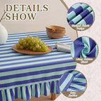 Tudomro Striped Tablecloth, Rectangle, Cobalt, Sky Blue, 52'' X 70'' - Image 3