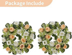 NUPTIO Flower Candle Rings Centerpieces: 13.4 Inch Champagne & White Artificial Rose Wreath for Wedding Party Christmas Decorations - Spring Summer Front Door Porch Decor 2 Pcs - Image 6
