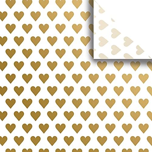 Jillson & Roberts 20" x 30" Printed Love Gift Tissue Gift Wrapping Supplies, Golden Hearts, 48 Folded Sheets by JillsonRoberts