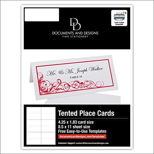 Scribble Vintage Swirl Printable Place Cards, Ruby Red, Set of 150 (25 Shee - Image 6