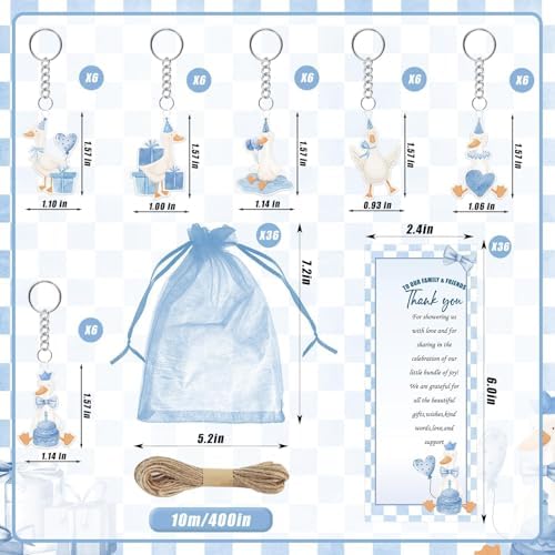 145 Pieces Silly Goose Baby Shower Favors for Guest Goose Ballpoint Pens and Keychains Gifts for Boys Girls Bulk Retractable Baby Shower Pens Gender Reveal Thank You Cards Souvenirs Prizes - Image 3