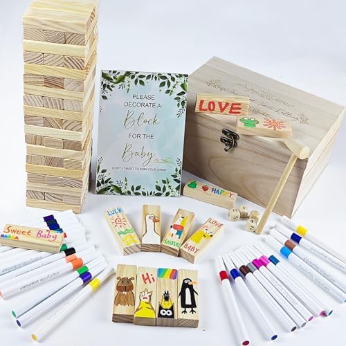 101pcs Baby Shower Games Sign Kit, Baby Blocks Game for Baby Shower, 2 Ways to Play | Blank Wooden Strips, Guest Games, Fun Activities for Boys and Girls - Image 6