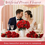 Suncalla 60 Pcs Assorted Silk Artificial Flowers, Faux Fake Full Hydrangea Peony Rose Bouquet with Leaf Stem for Wedding Centerpiece Bridal DIY Craft Baby Shower Party Decor(Red) - Image 6