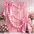 Kajaia 2 Giant Bows with 4 Pearl Garland Strands, 40 x 24 in, Pink, 2 Pcs by Kajaia