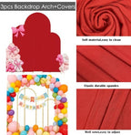 Set of 3 Metal Arch Backdrop Stands with Red Covers, 4/5/6FT - Image 5