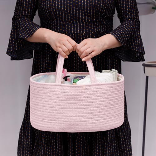 COMSE Baby Diaper Caddy and Large Laundry Basket, Large Blanket Baskets, Laundry Hampers, Cotton Rope Baskets, Toy Baskets, Clothes Baskets - Image 2