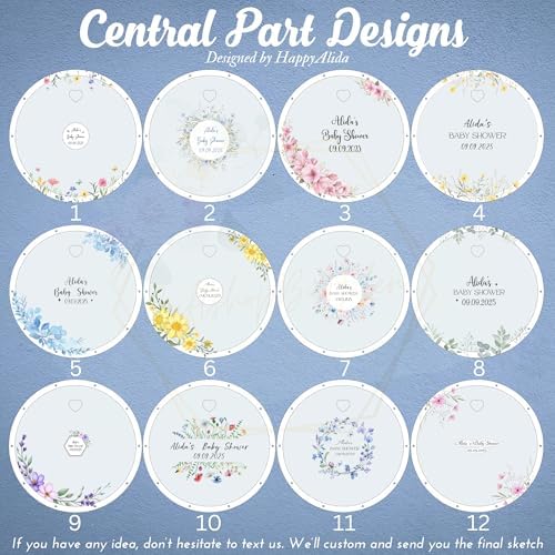 Baby Shower Guest Book Alternative, Personalized Floral Wooden Circle Sign - Image 8