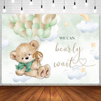 InMemory Bear Baby Shower Backdrop Sage Green Neutral Banner for Boy Girl - Image 5