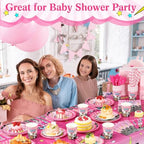 Funnymoom 219 Pcs Pink Hero Birthday Party Decorations Girl Pink Comic Hero Plates Napkins Cups Tablecloth Cutlery Straw Disposable Tableware Set for Birthday Baby Shower Party Supplies, Serves 24 - Image 4