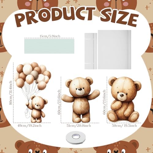 3 Pcs Bear Baby Shower Birthday Decorations Bear Gender Reveal Sign Large Cutouts 1st Birthday Party Centerpieces for Baby Shower Party Supplies Photo Booth Props Backdrops Decor - Image 2