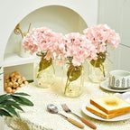 4 Sets Hydrangea Mason Jar Centerpiece with LED Lights for Wedding - Image 4