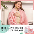 Nuogo 6 Set 43 Pcs Baby Shower Prizes for Game Winners Baby Shower Favors Gifts Include Plastic Tumbler Blanket Eye Masks Silk Headband Bag Socks Tag Ribbon, Bridal Player Winners Game Gifts (Pink) - Image 6