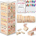 80 Wedding Guest Book Alternative tumbling tower Wooden Block, Wildflower by Beeveer