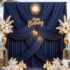 10 ft x 8 ft Wrinkle Free Navy Blue Backdrop Curtain for Parties,Polyester Photo Backdrop Drapes, Thick Background 2 Panels 5ft x 8ft for Baby Shower Wedding Birthday Party Backdrop Stand - Image 6